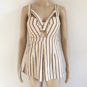 LF Angel Biba peach & black striped romper